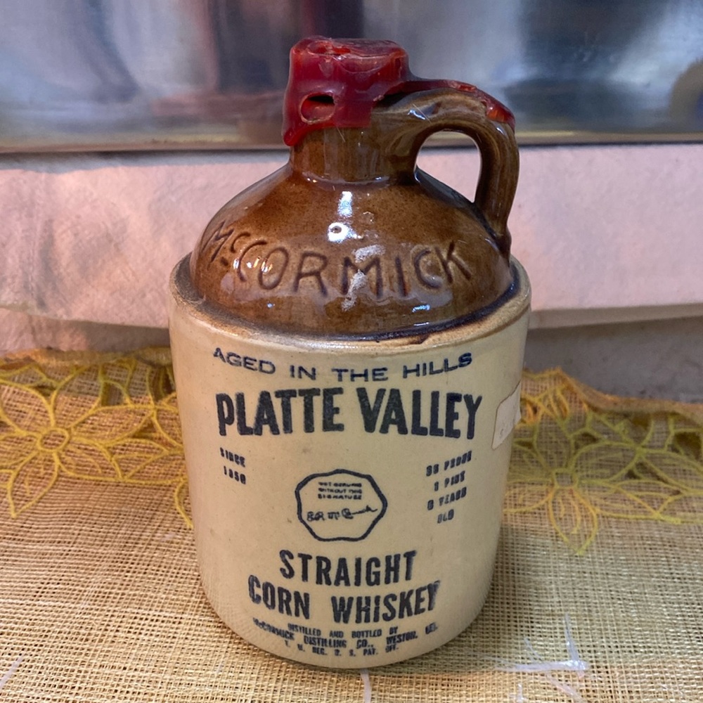 McCormick Platte Valley Straight Corn Whiskey Jug 168-1972 Liquor Bottle 11 D 16